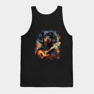 Dachshund Playing Guitar Tank Top